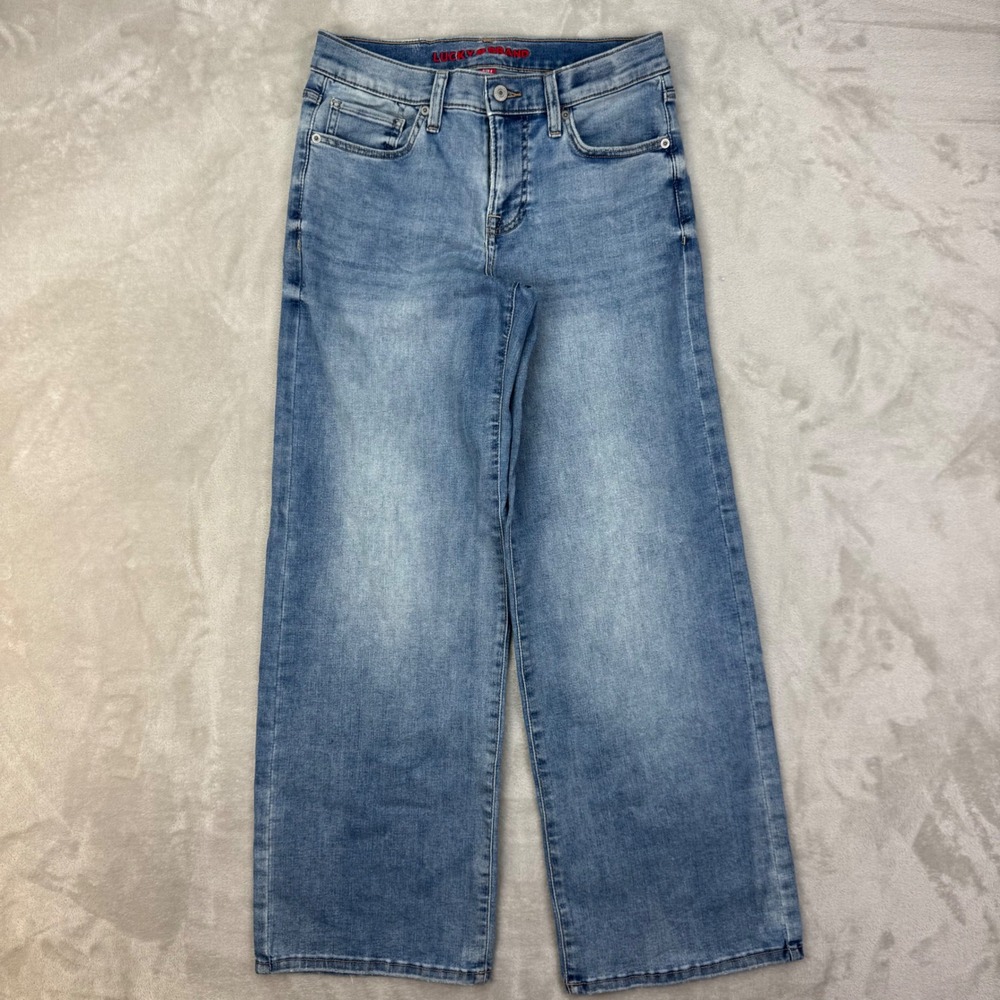 Lucky Brand Sweet Jeans Women 6 28x30 Blue Wide Leg Mid Rise Retro 90s Denim